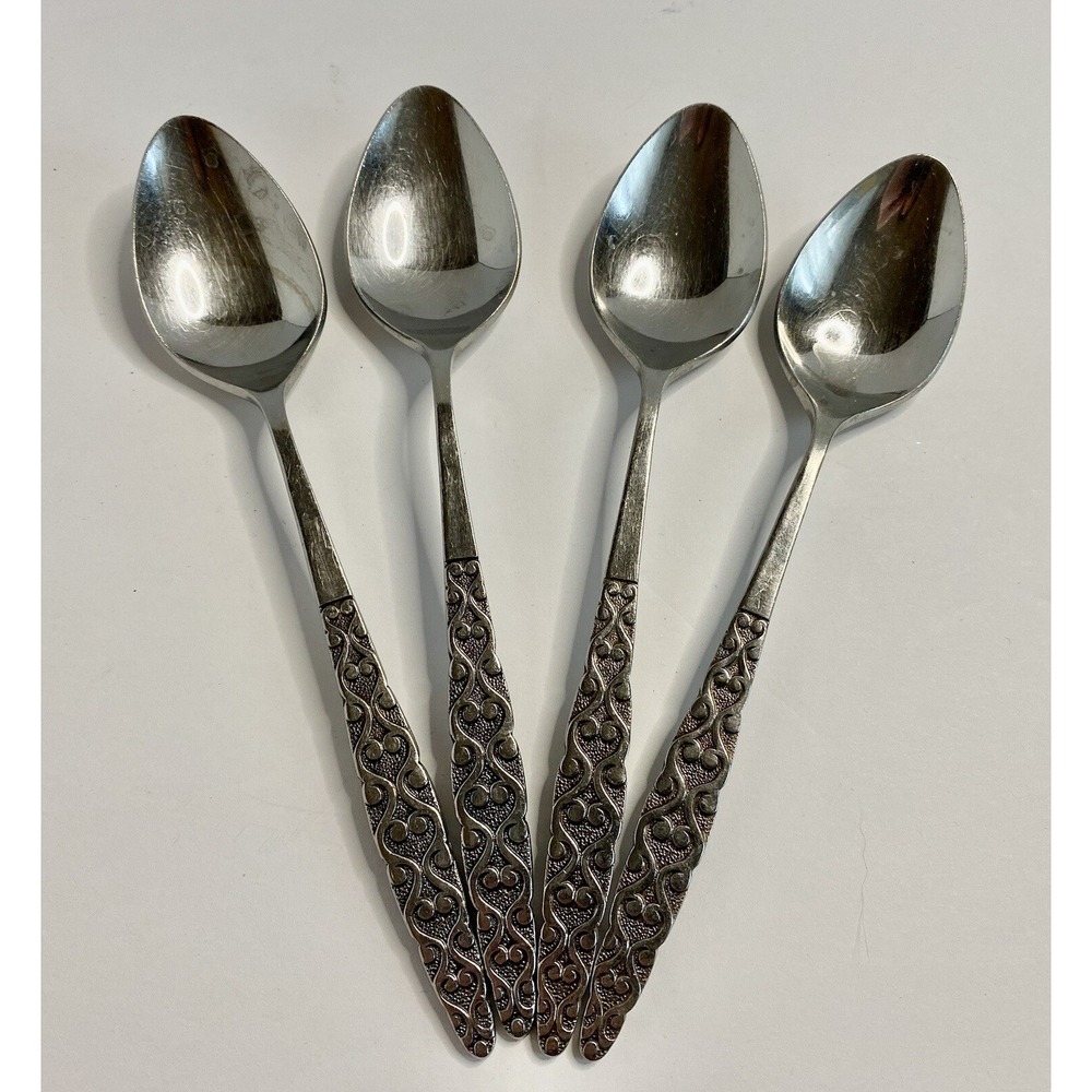 National Stainless Japan MALTA Teaspoons 6 1/2 Inch Lot Of 4 Vintage Flatware